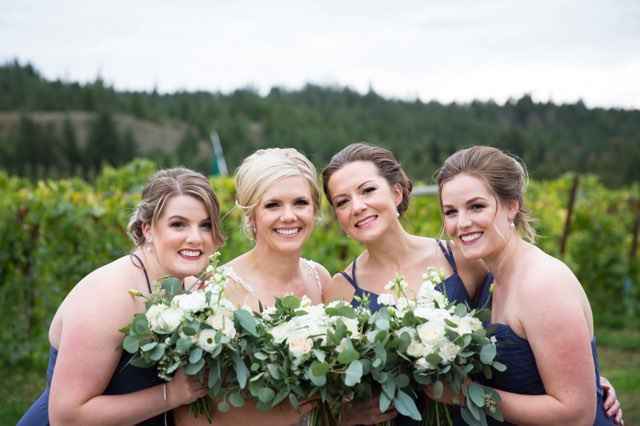 Outdoor wedding at Monte Creek Winery. Makeup by Sarah Fisher Beauty.